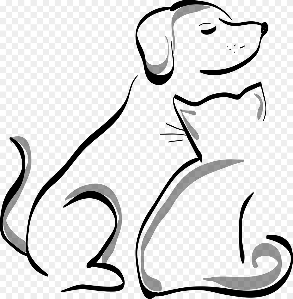 Dog And Cat Silhouette Cartoon Dog And Cat, Gray Png Image