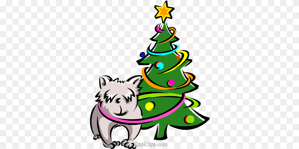 Dog And Christmas Tree Royalty Vector Clip Art Arvore De Natal De Cachorro Free Png Download