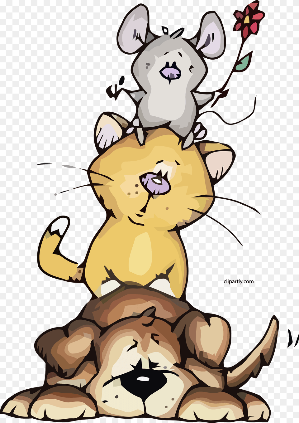 Dog Cat Mouse Clipart U2013 Clipartlycom Bonne Journee Animals, Cartoon, Baby, Person Png Image