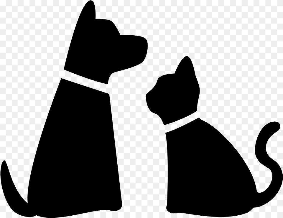 Dog Cat Silhouette, Gray Free Png Download