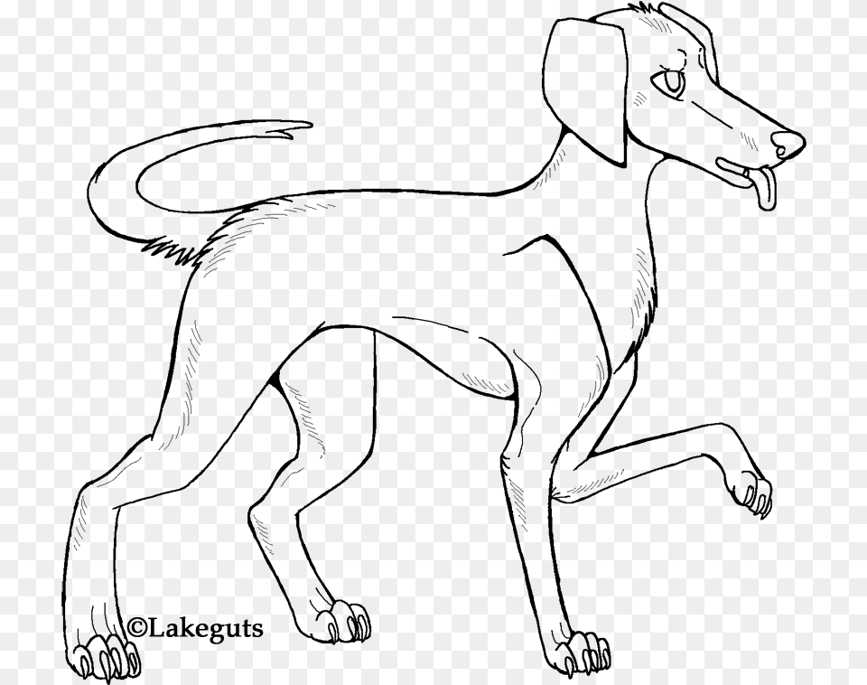 Dog Ears Line Art, Gray Png