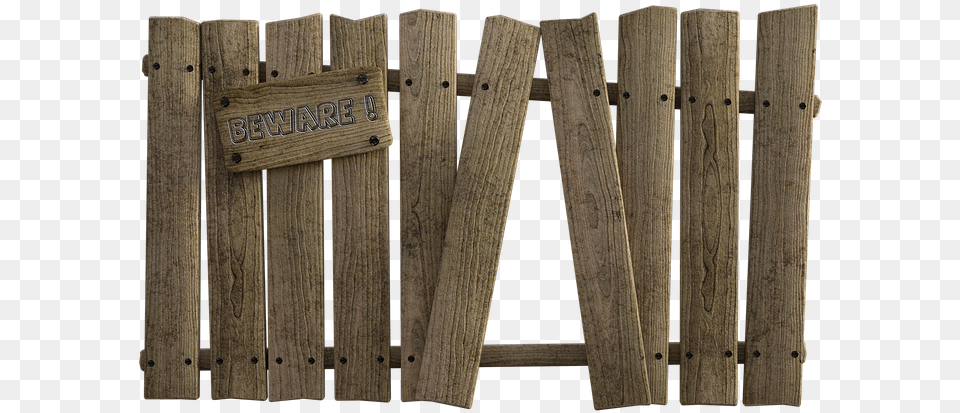 Dog Fence Beware Backyard Canine Animals Barn Plank, Wood, Box, Crate, Lumber Free Png Download