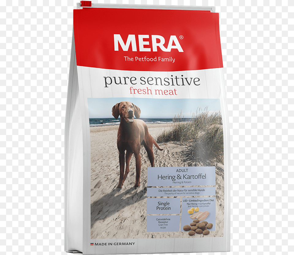Dog Food Mera Pure Sensitive Fresh Meat Herring Amp Potatoes Pure Sensitive Hundefutter Mera, Advertisement, Poster, Animal, Canine Free Png