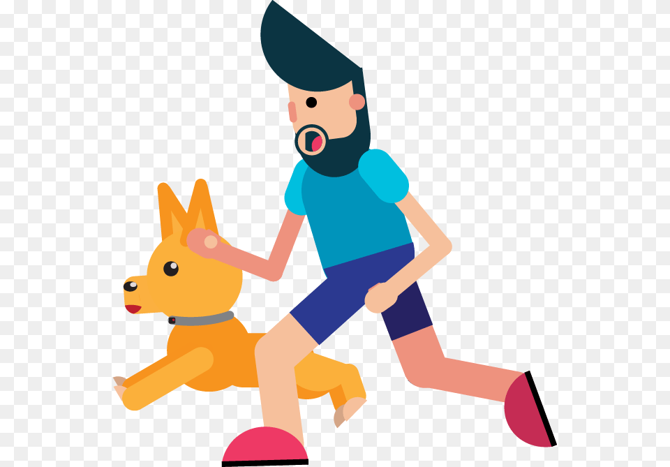 Dog For Runners Cartoon, People, Person, Nature, Outdoors Png Image