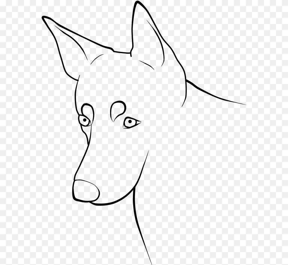 Dog Head Line Art, Gray Free Png Download