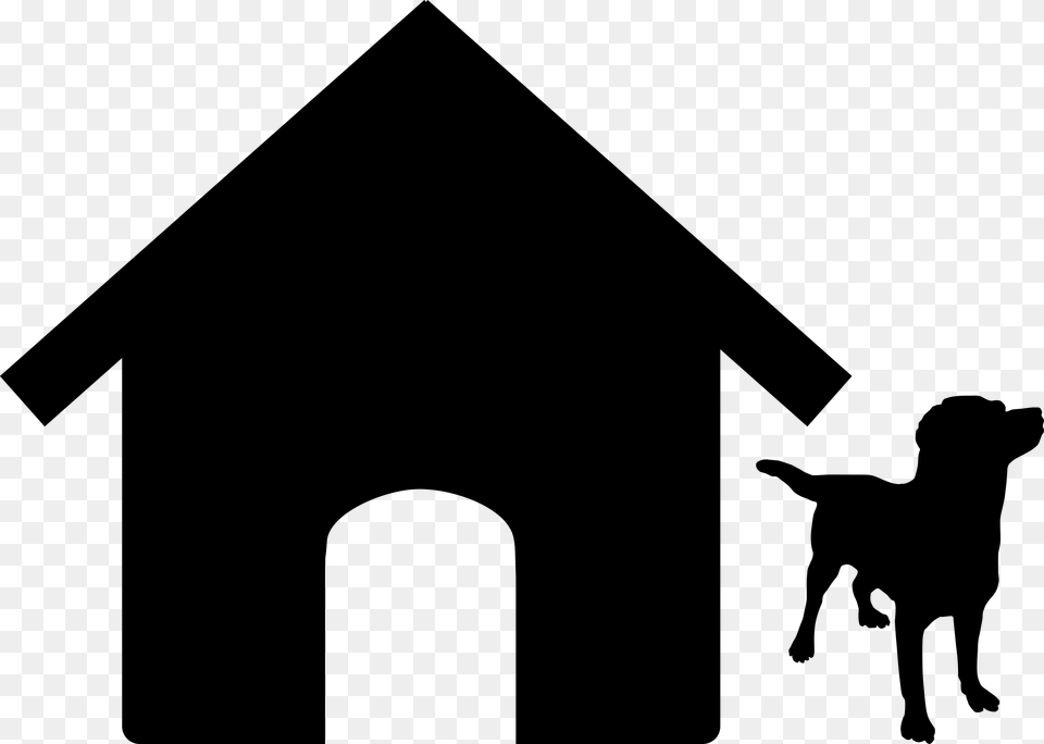 Dog House Clip Art Black And White, Gray Free Png