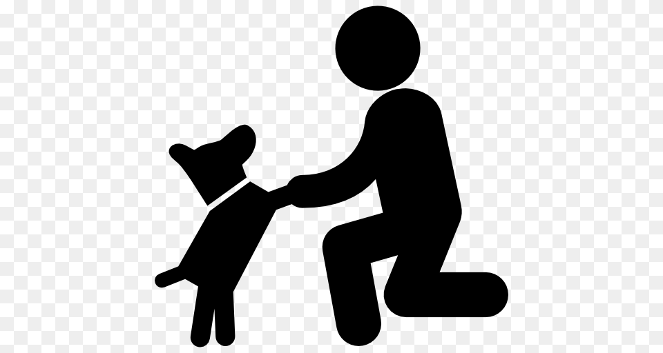 Dog In Front Of A Man, Silhouette, Body Part, Hand, Person Free Png Download