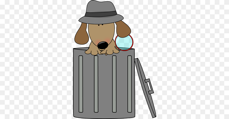 Dog Looking For Clues In A Trash Can Animal Clipart, Clothing, Hat, Sun Hat Png Image