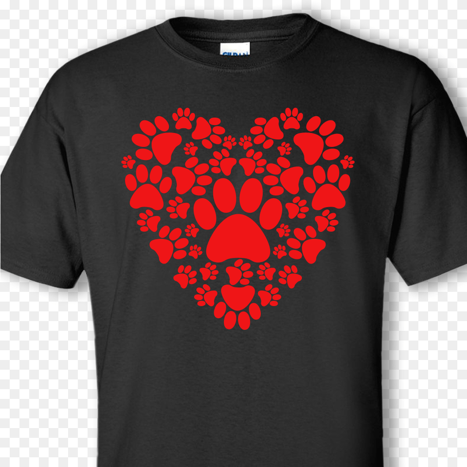 Dog Paw Prints In The Shape Of A Heart Custom T Shirt, Clothing, T-shirt, Symbol Png Image