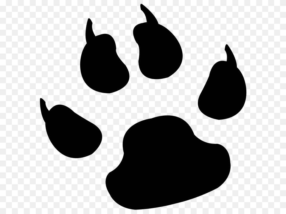 Dog Paw Tiger Clip Art, Gray Free Transparent Png