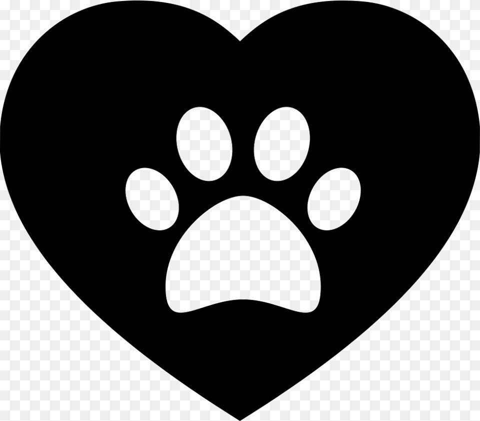 Dog Pawprint On A Heart Svg Icon Free Download Heart With Paw Print, Stencil, Logo Png Image