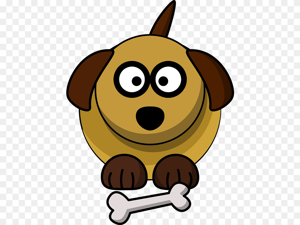 Dog Pet Bone Sit Brown Cartoon Wait Play Big Dog Clip Art Free Png