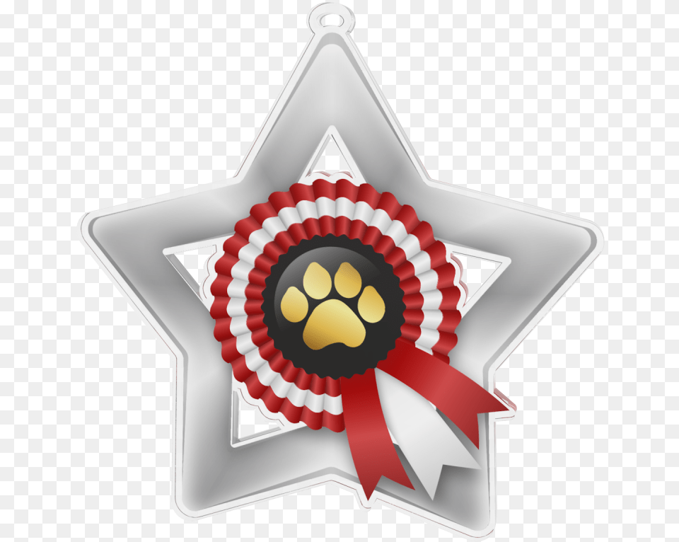 Dog Show Rosette Mini Star Silver Medal Medal, Symbol, Badge, Logo, Star Symbol Png