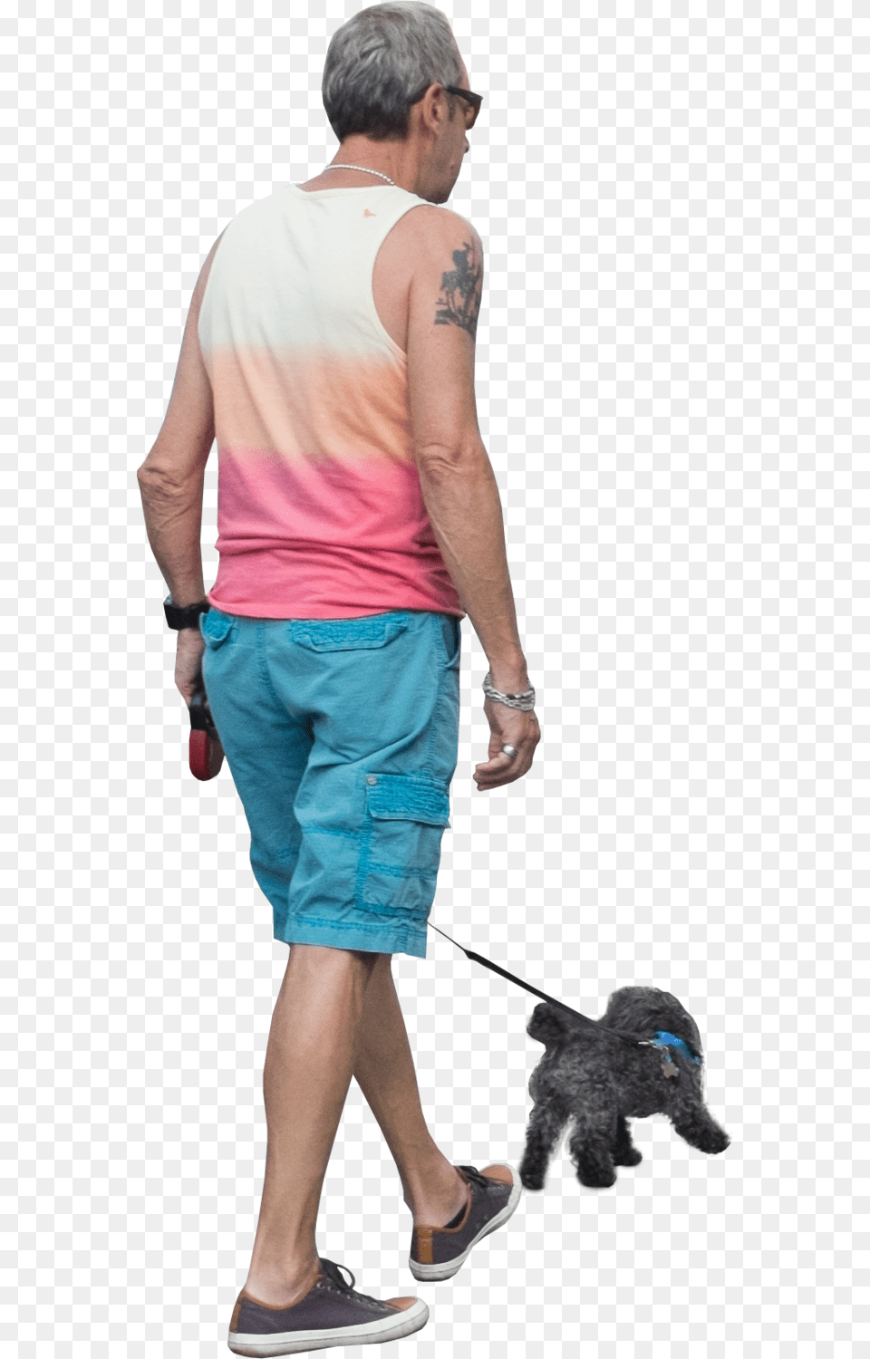 Dog Walking Man Walking Dog, Person, Back, Body Part, Clothing Free Png