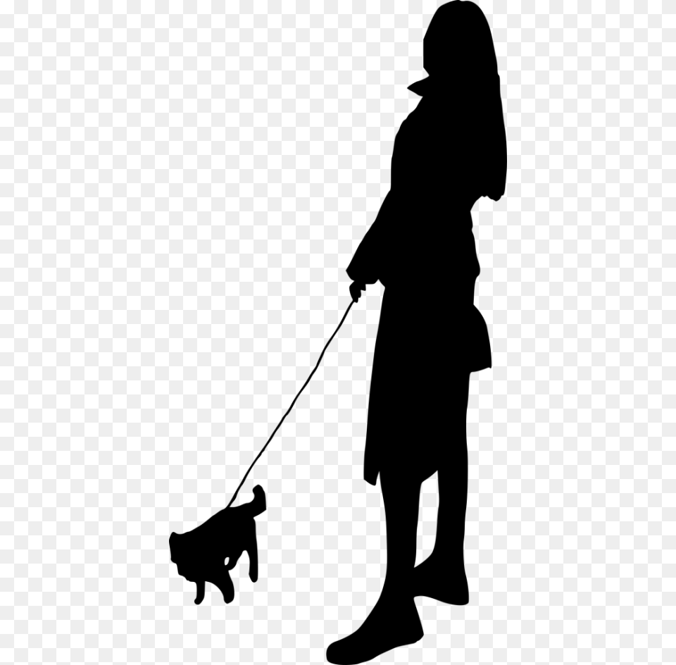 Dog Walking Silhouette, Person, Adult, Woman, Female Free Png Download