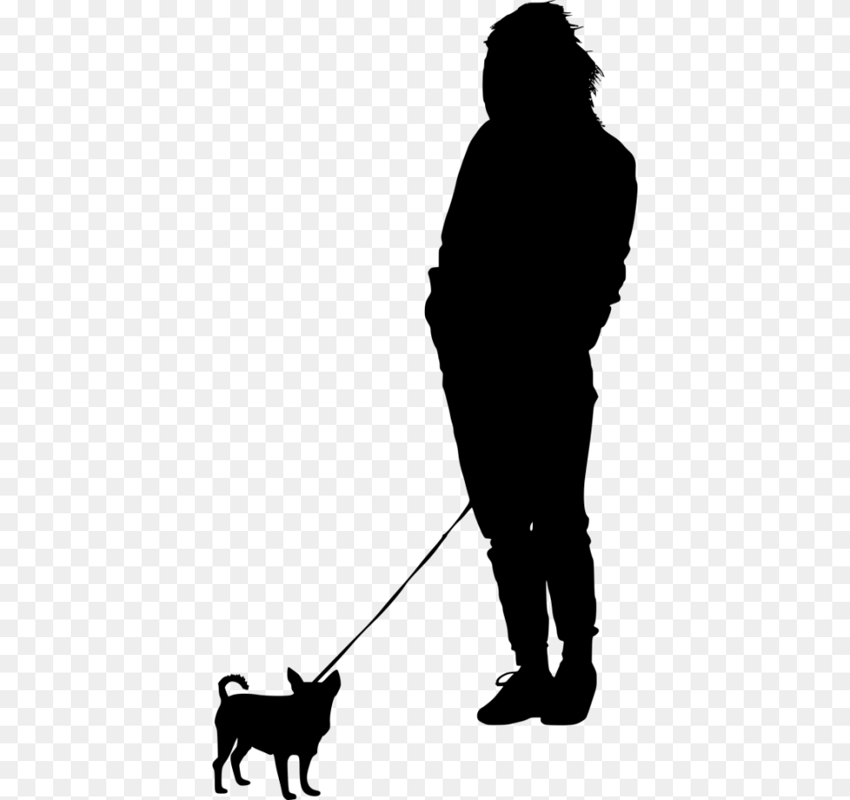 Dog Walking Silhouette Clip Art Walking People Silhouette, Accessories, Person, Man, Male Free Png Download