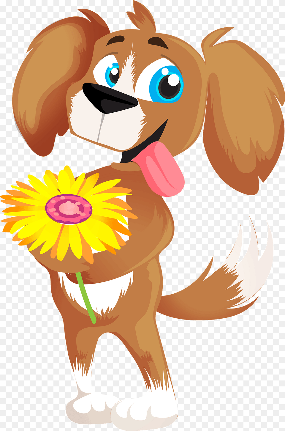 Dog With A Flower Clipart, Daisy, Plant, Baby, Person Free Png
