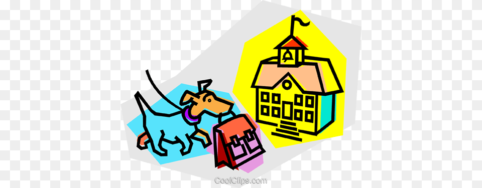 Dog With Book Bag Going To School Royalty Vector Clip Art, Neighborhood, Outdoors, Dynamite, Weapon Free Png