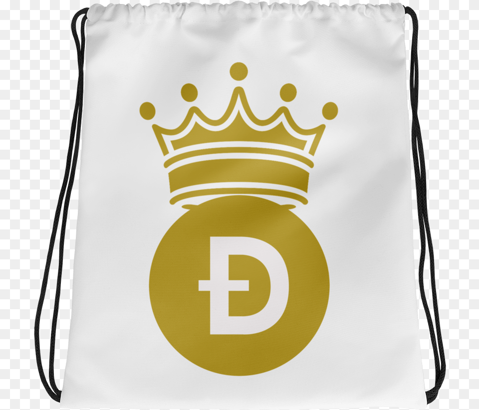 Dogecoin D Symbol With Crown Drawstring Bag Transparent Background King Crown, Accessories, Text Free Png