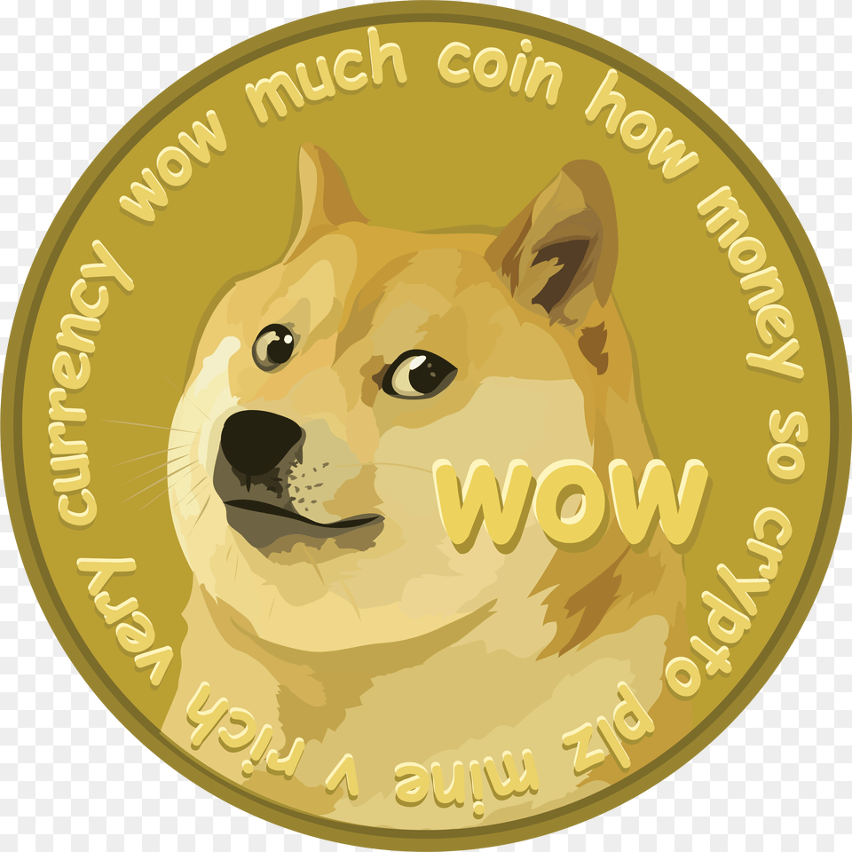 Dogecoin Wow, Gold, Coin, Money, Face Free Png Download