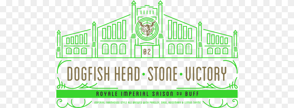 Dogfish Head Victory Stone Royale Imperial Saison Groundbreaking Bodebrown Stone, Scoreboard, Green, Architecture, Building Png Image