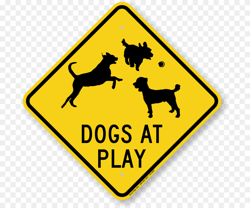 Dogs At Plays Caution Sign Dead End Sign Clipart, Symbol, Road Sign, Animal, Pet Png