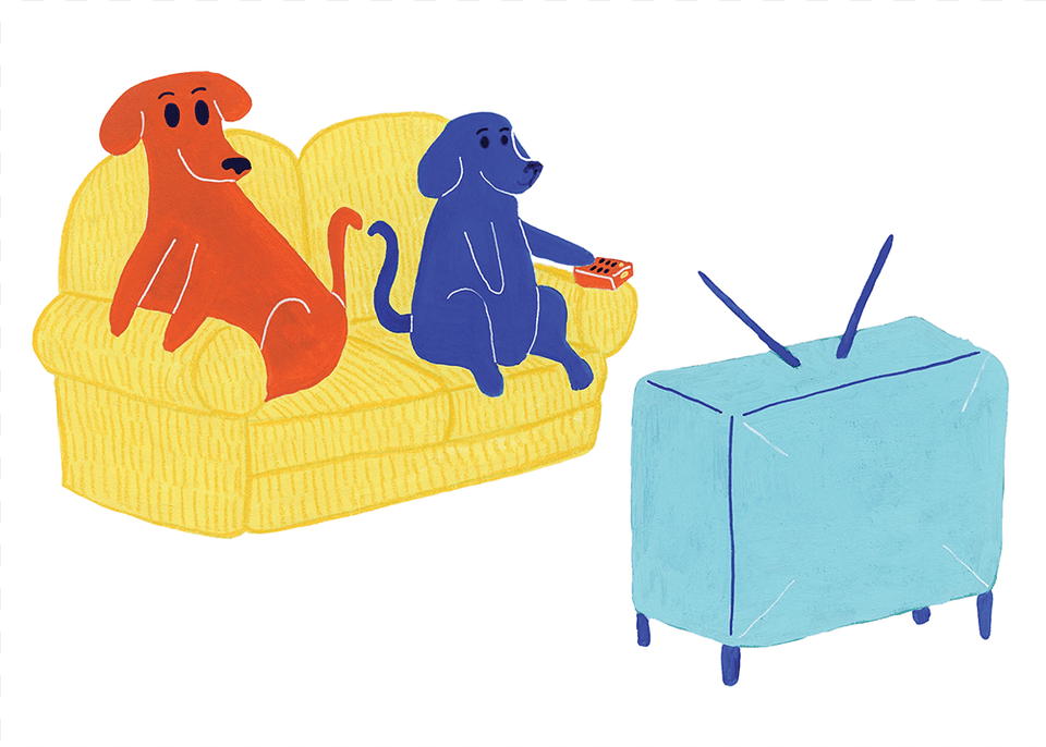 Dogs Watching Tv Illustration, Furniture, Animal, Canine, Dog Free Transparent Png