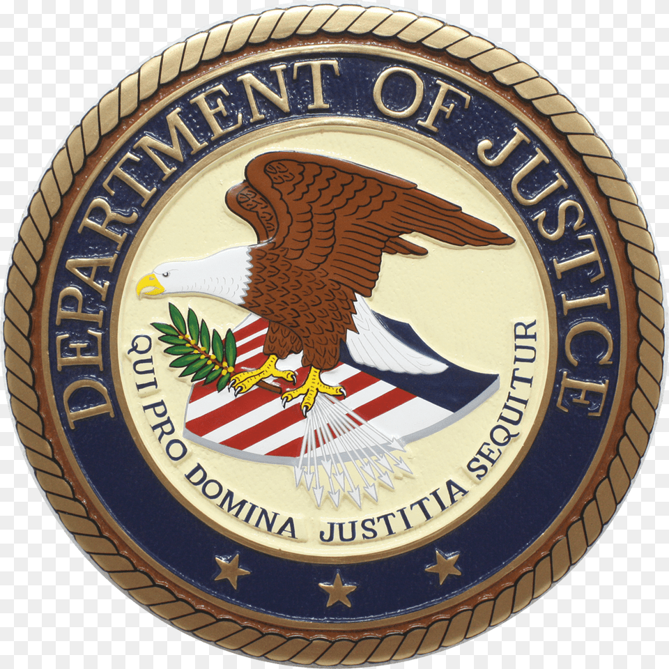 Doj Seal United States Department Of Justice, Badge, Emblem, Logo, Symbol Free Png