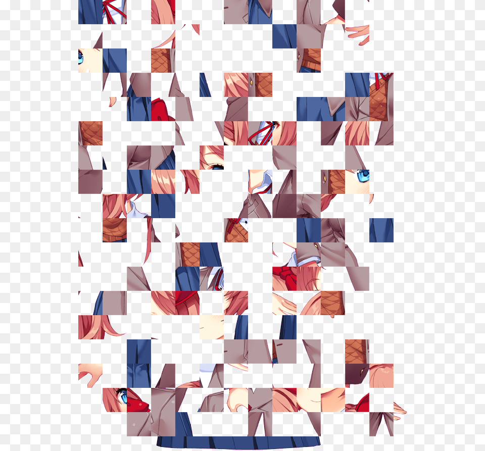 Doki Doki Literature Club Glitch, Art, Collage, Pattern, Paper Png Image