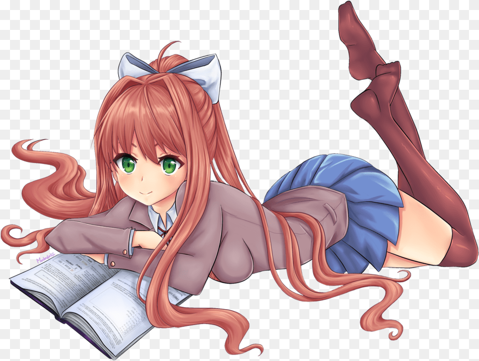 Doki Doki Literature Club Monika Clipart Freeuse Ddlc Tickling Yuri Feet, Book, Comics, Publication, Adult Free Png