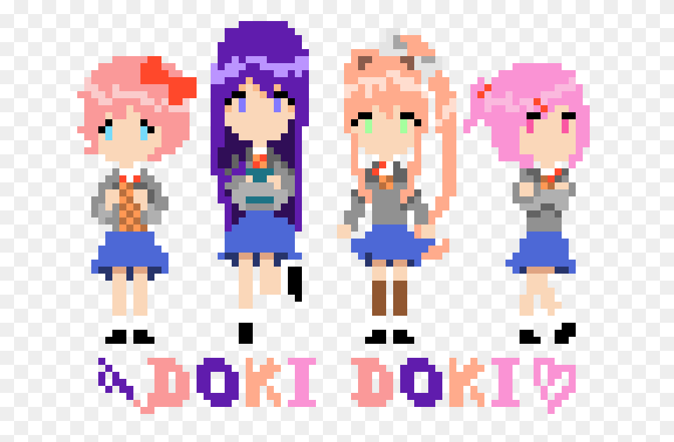 Doki Doki Literature Club Pixel Art Maker, Person, Book, Comics, Publication Free Png Download