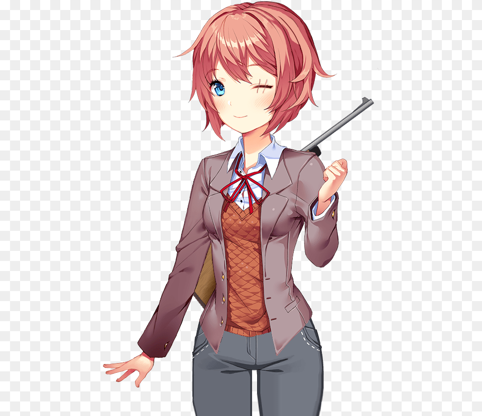 Doki Doki Literature Club Sayori Sprites, Book, Comics, Publication, Person Free Png