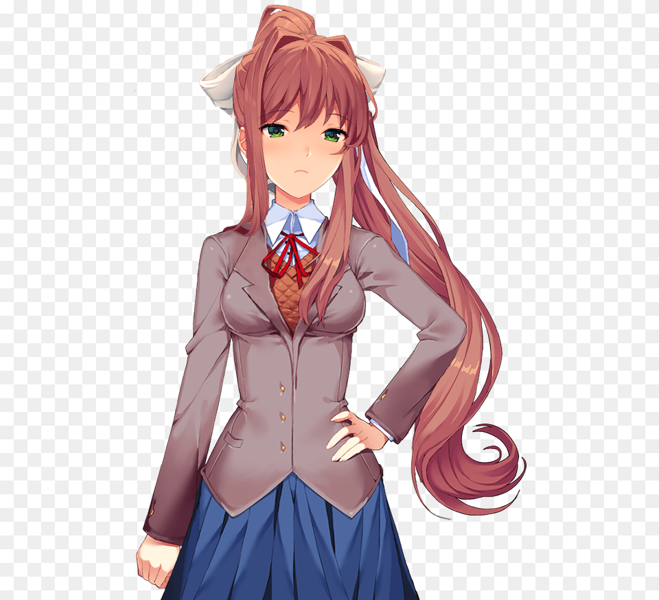 Doki Doki Monika Hand On Hip Now Everyone Can Be Happy, Woman, Adult, Publication, Book Free Png