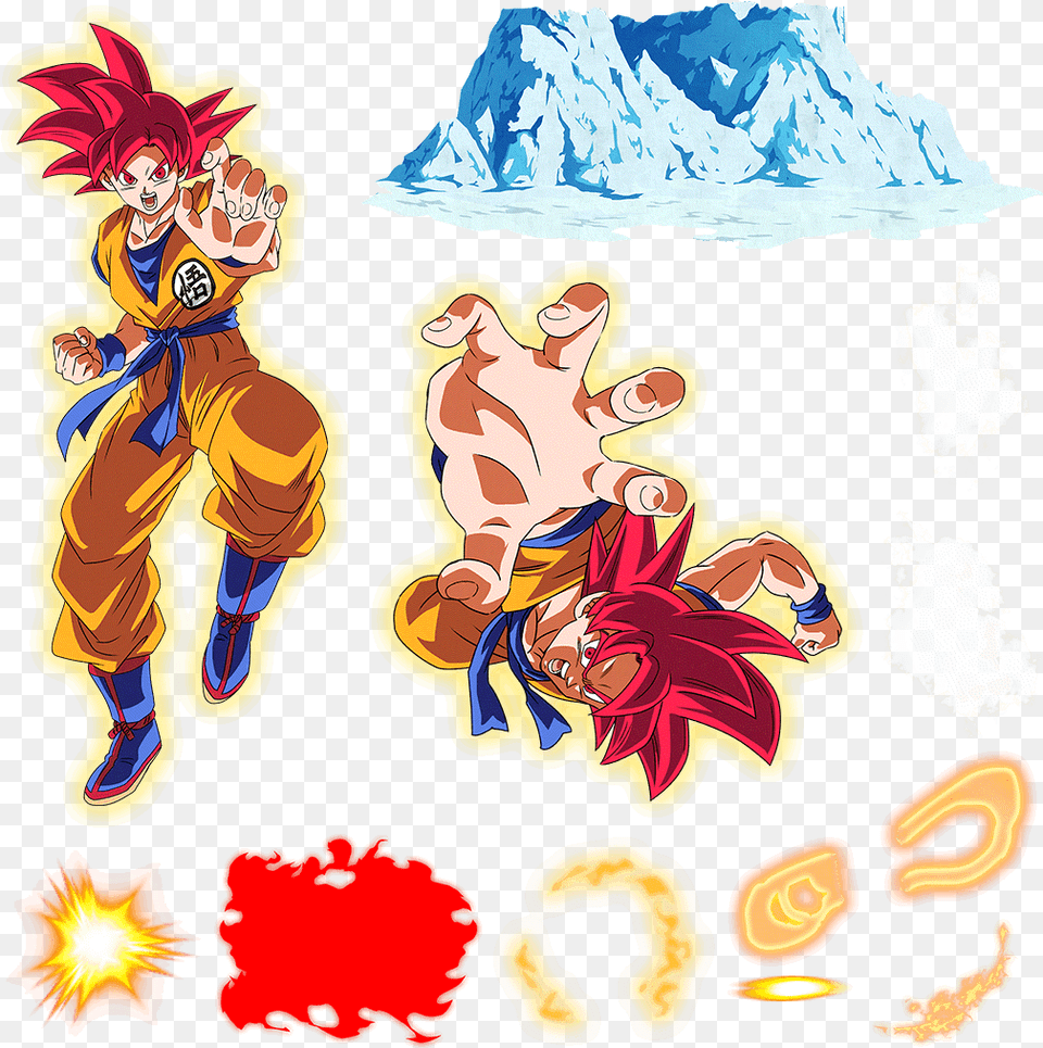 Dokkan Assets Goku Super Saiyan God Render, Person, Ice, Outdoors, Baby Free Png Download