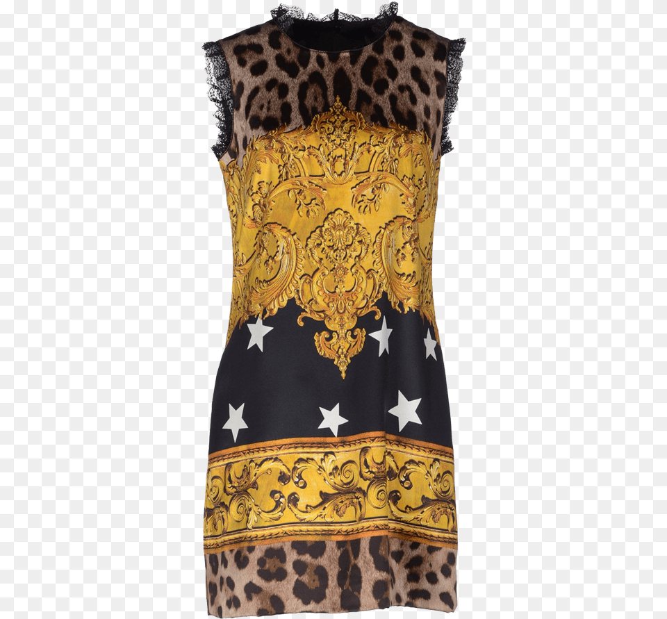 Dolce Amp Gabbana Short Sleeveless Leopard Print Star Day Dress, Clothing, Home Decor, Pattern, Cushion Png