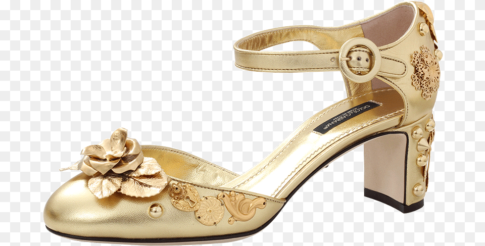 Dolce Gabbana Gold Heel 1 High Heels Full Size Sandal, Clothing, Footwear, High Heel, Shoe Png Image