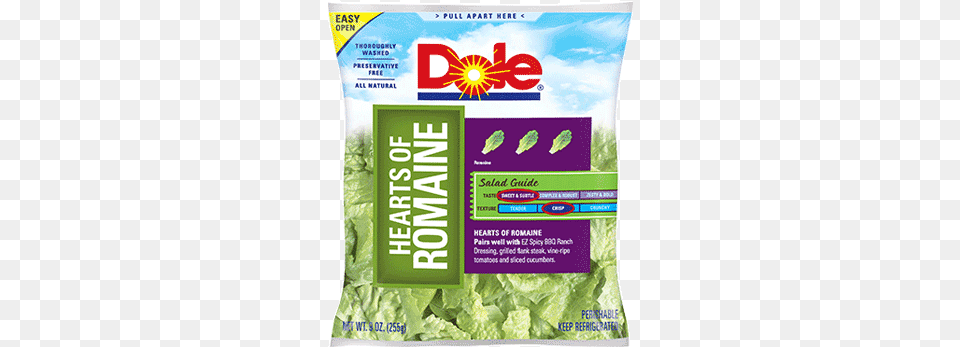 Dole Hearts Of Romaine Lettuce 10 Oz Spinach Raw In Bag, Food, Plant, Produce, Vegetable Free Transparent Png