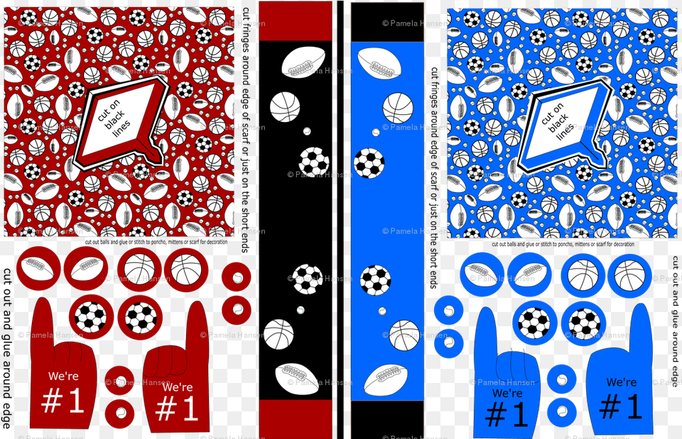 Doll Poncho Scarf And Foam Finger Sports Red Blue Wallpaper Circle, Art Png Image