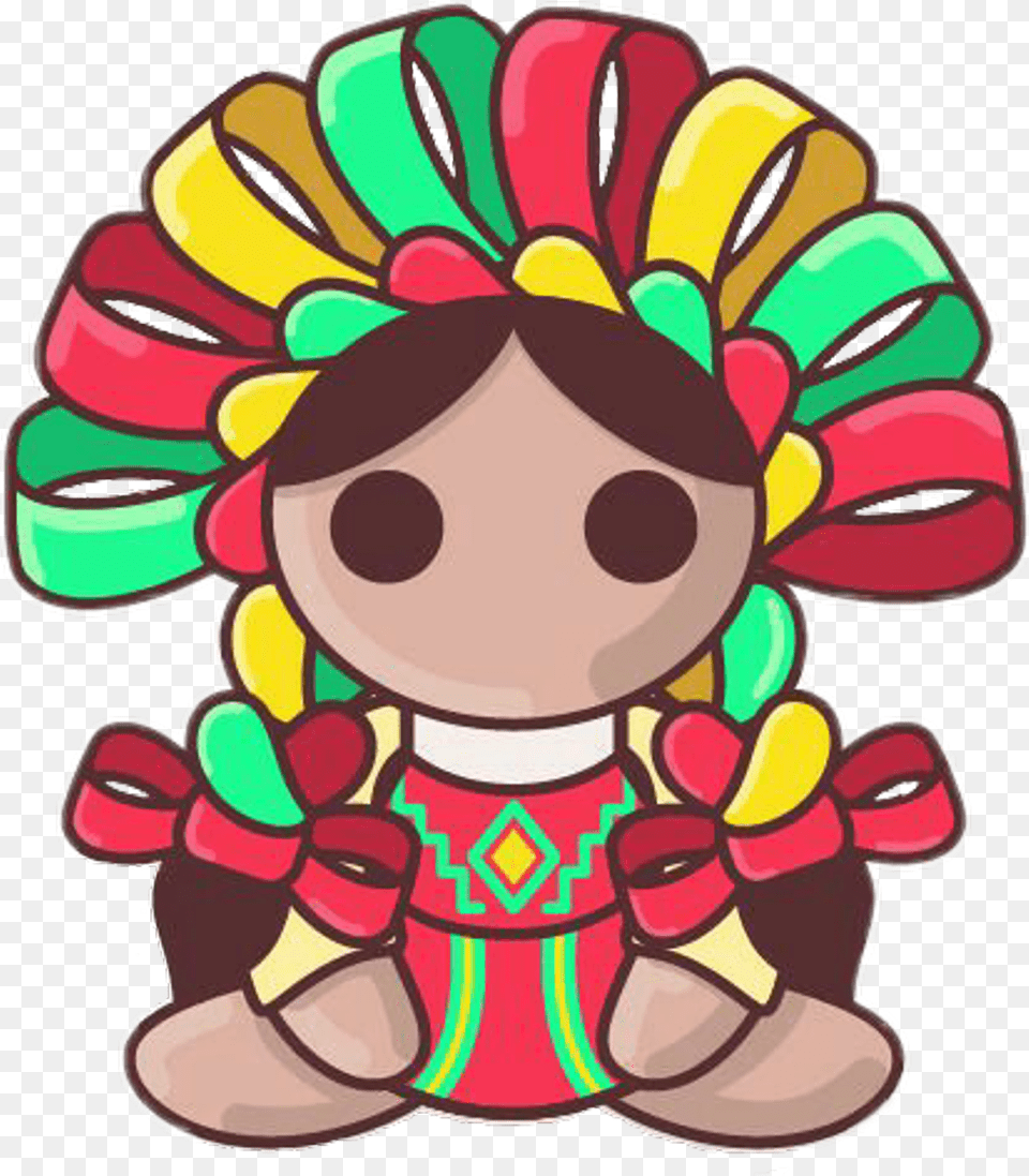 Doll Vintage Cute Mexican Travel People Color Mexican Doll, Food, Sweets, Sticker, Dynamite Png Image