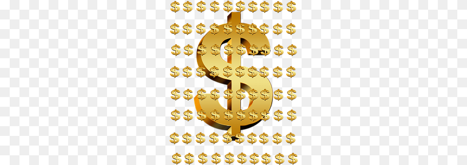 Dollar Number, Symbol, Text, Gold Png Image