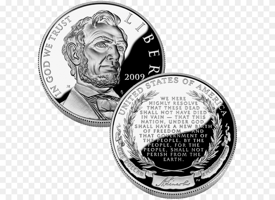 Dollar Abraham Lincoln Coin, Adult, Male, Man, Person Free Png Download