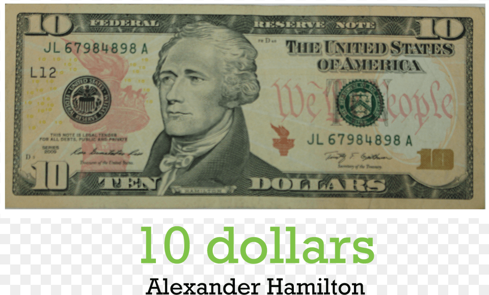 Dollar Bill 10 Dollar Bill, Adult, Male, Man, Money Free Png