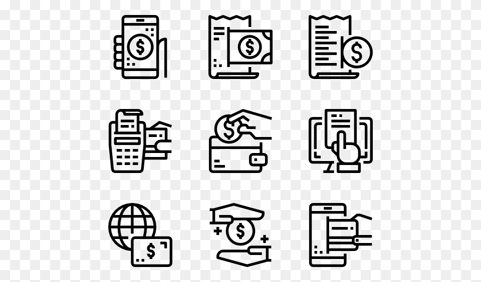 Dollar Bill Icons, Gray Free Png Download