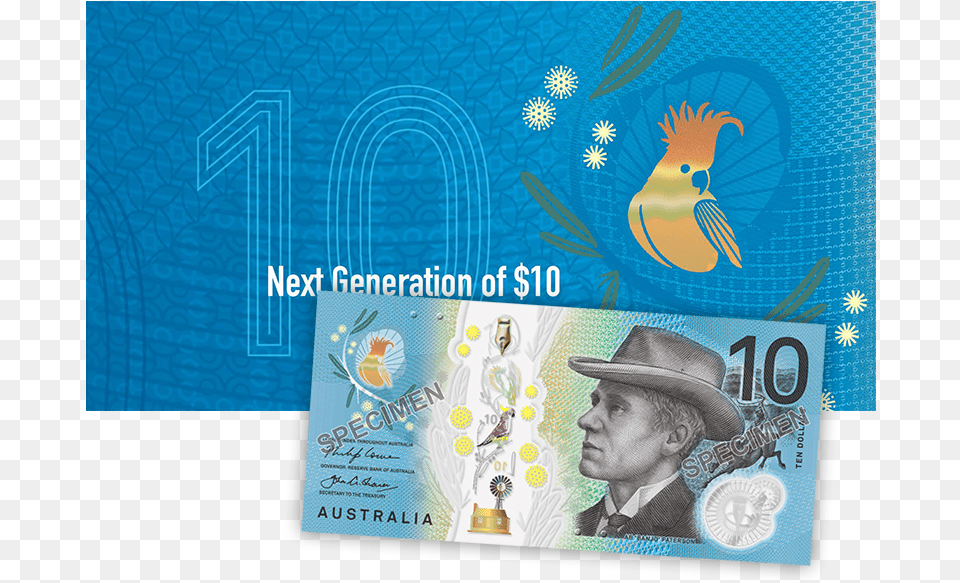 Dollar Bill New 10 Note Australia, Adult, Person, Man, Male Png Image