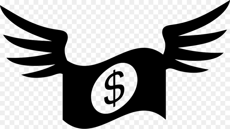Dollar Bill With Wings Icon Download, Animal, Bird, Vulture, Stencil Free Png