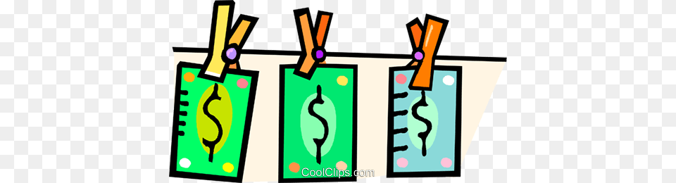 Dollar Bills Hanging On The Line Royalty Vector Clip Art, Bag, Text Free Png Download