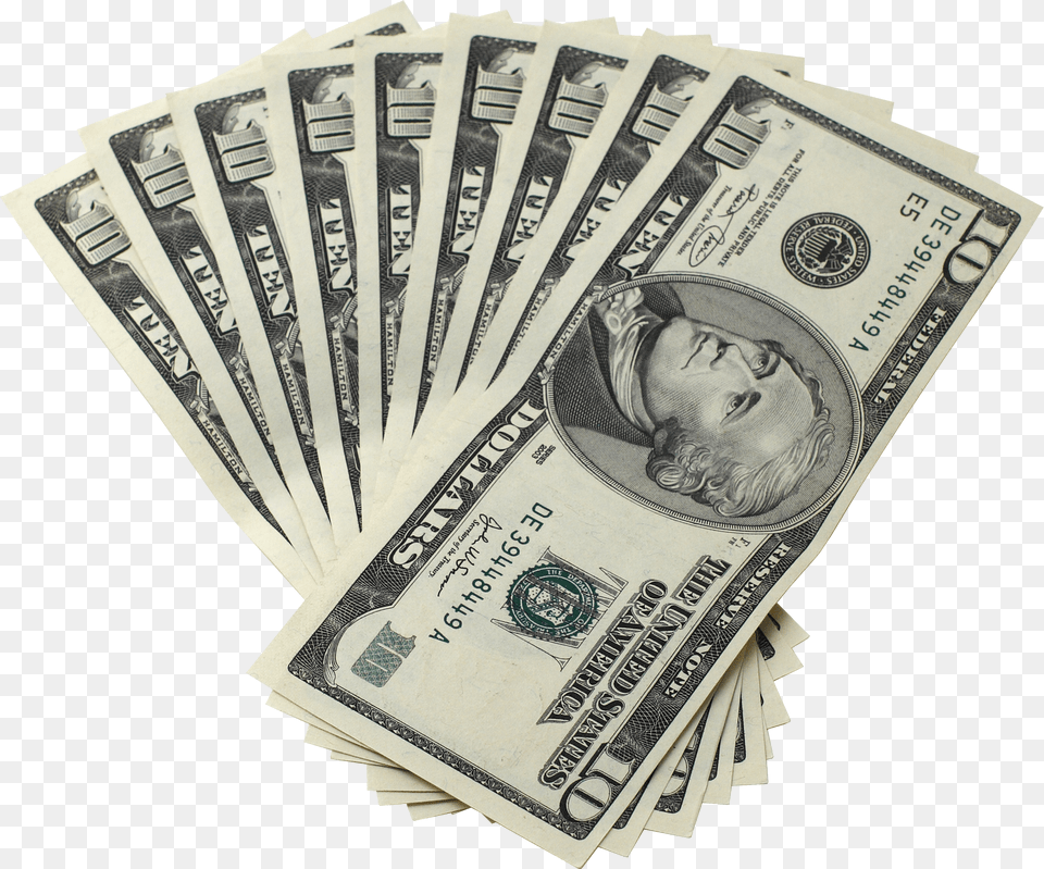 Dollar Bills Ten Money, Adult, Male, Man, Person Png Image