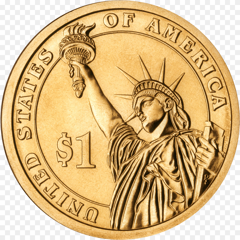 Dollar Coin Transparent Image 1 Dollar Coin, Adult, Gold, Male, Man Png