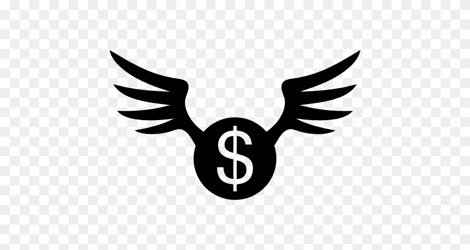 Dollar Coin With Wings, Emblem, Symbol, Stencil, Logo Free Png