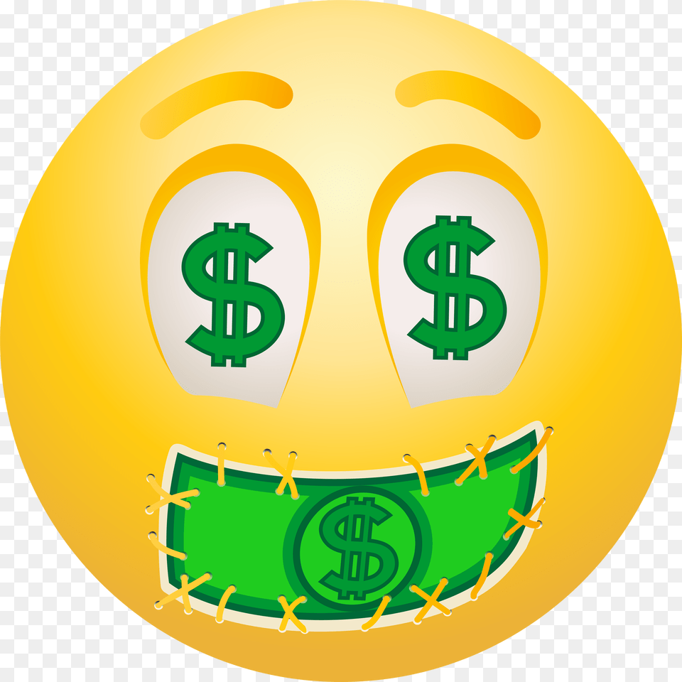 Dollar Face Emoticon Emoji Clipart Info Dollar Face Emoji, Ball, Football, Soccer, Soccer Ball Png